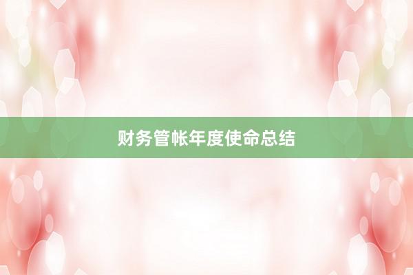 财务管帐年度使命总结