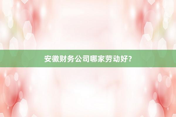 安徽财务公司哪家劳动好？